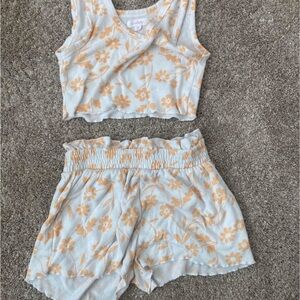 Floral Crop Top and Shorts Set
